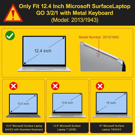 Lepeoac Compatible with 12.4 inch Microsoft Surface Laptop Go 3 Go 2 Go 1 Models: 1943 2013（2023 2022 2020 Release, Plastic Hard Shell Case with Keyboard Cover & Screen Protector, Pink Wave Pattern