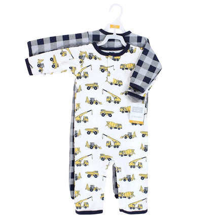 Hudson Baby Unisex Baby Premium Quilted Coveralls, Construction, 0-3 Months