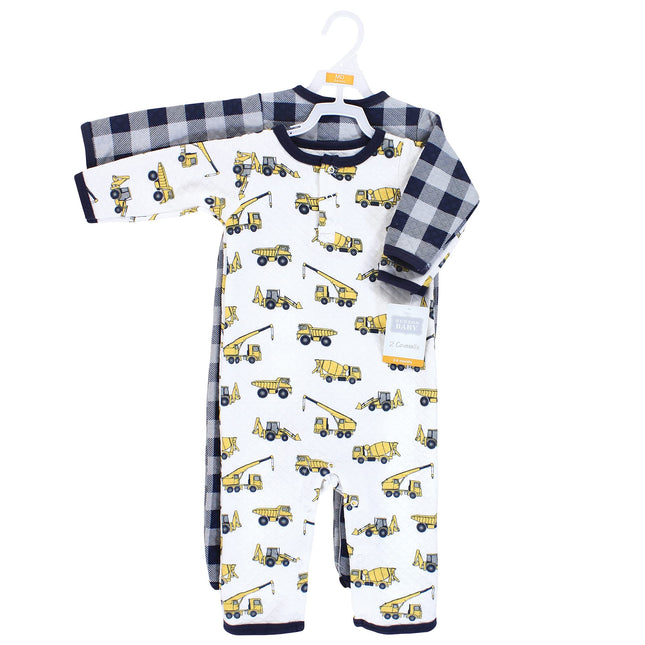 Hudson Baby Unisex Baby Premium Quilted Coveralls, Construction, 12-18 Months