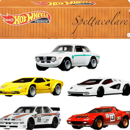 Hot Wheels Premium Car Culture Set of 5 Toy Cars in Collectible Container, Che Figata Die-Cast 1:64 Scale 5-Pack