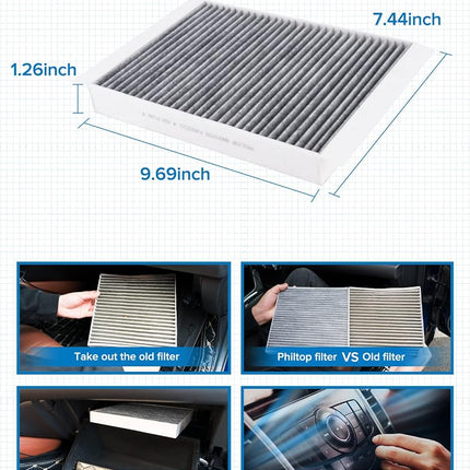 PHILTOP Cabin Air Filter, ACF072 (CF11719) Replaces for C300, C400, C43, CLS450, CLS53, E400, E43, GL350, GL450, GL63, GLC300, GLC350e, GLE300D, GLE350D, GLS350D, ML250, ML350 Filter