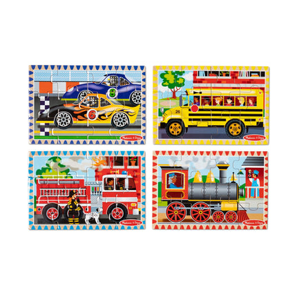 Melissa & Doug Vehicles Jigsaw Puzzles in a Box, Four Wooden Puzzles, Sturdy Wooden Storage Box, 12-Piece Puzzles [Toy] [Apr 18, 2007] Melissa & Doug