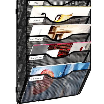 Solinxe Wall Hanging File Holder 5 Pocket Wall Mou