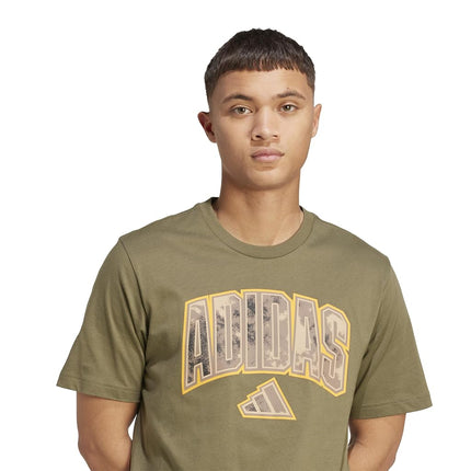 adidas Men's Camouflage Graphic T-Shirt, Olive Strata/Script, Large Tall