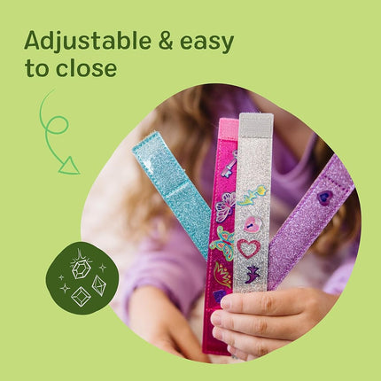 Melissa & Doug Design-Your-Own Bracelets with 100+ Sparkle Gem and Glitter Stickers Kids Snap Bracelets, Kids Stickers, Jewellery Crafts for Ages 4+