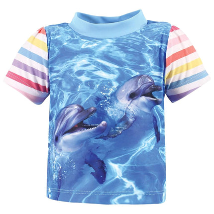 Hudson Baby Unisex Baby Swim Rashguard Set, Girl Dolphin, 2 Toddler