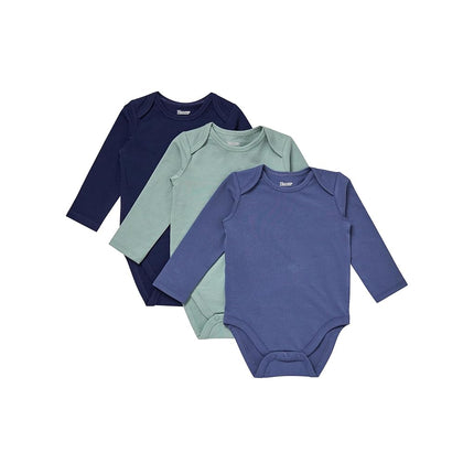 Hanes Baby Pure Comfort Lot de 3 bodys à manches longues, bleu/vert, 3 MOIS