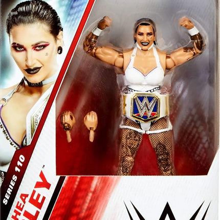 Mattel WWE Elite Figure and Accessories, Series #110 Rhea Ripley 6-Inch Collectible Figure and Accessories with 25 Points of Joint and Interchangeable Hands