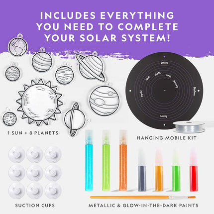 NATIONAL GEOGRAPHIC Kids Window Art Kit - "Stained Glass" Solar System Arts & Crafts Kit with Glow in the Dark Planets, Use as Window Suncatchers, Hanging Decor from Ceiling, Mobile, Space Room Décor