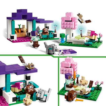 LEGO Minecraft The Animal Sanctuary, Building Toys for Girls and Boys Aged 7 Plus with Character Figures, plus Baby Zombie, Cow, Wolf, Rabbit, Magenta Sheep & Cat, Gift for Gamers and Kids 21253
