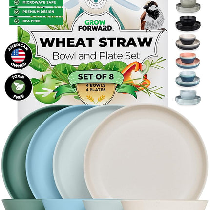 Grow Forward Premium Wheat Straw Plates and Bowls 