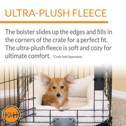 K&H Pet Products Ultra Plush Deluxe Bolster Dog Crate Pad - Plush Dog Bed & Kennel Mat, Portable, Indoor - Fleece Small