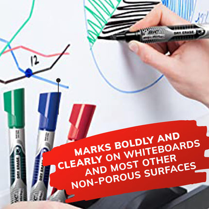 Bic Low Odor & Bold Writing Pen Style Dry Erase Marker, Bullet Tip, Assorted, 12 (GELIPP121AST)