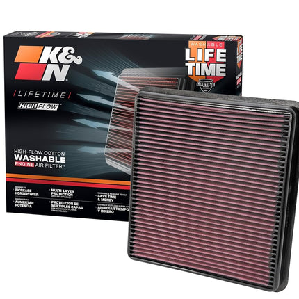 K&N Engine Air Filter: High Performance, Premium, Washable, Replacement Filter: Compatible with 2007-2019 Toyota/Lexus V8 Truck and SUV (Land Cruiser, Tundra, Sequoia, LX 570), 33-2387
