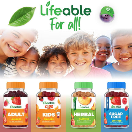Lifeable Vitamin D3 1000 IU + K2 100mcg - for Kids - Great Tasting Natural Flavor Gummy Supplement Vitamins - Gluten Free Vegetarian and Non-GMO Chewable - for Strong and Healthy Bones - 60 Gummies