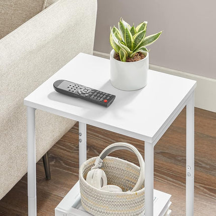 VASAGLE Side Tables Set of 2, Small End Table, Nightstand for Living Room, Bedroom, Office, Bathroom, White ULET272W14 ,11.8'' x 15.2'' 19.7''