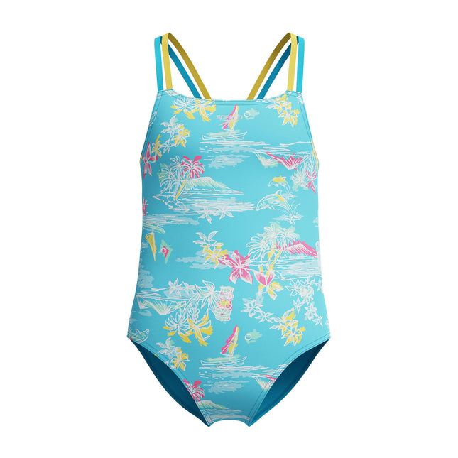 Speedo Girl's Swimsuit One Piece Thin Straps, Dolp