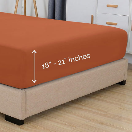 Elegant Comfort 1500 Premium Hotel Quality 18-21 Inches Deep - Extra Deep Pocket Single Fitted Sheet for High Mattress, Luxury and Softest, Smart Pocket - Wrinkle Free, Twin/Twin XL, Coral