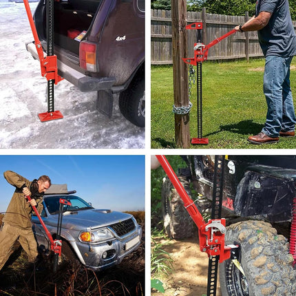 Garvee 60" High Lift Farm Jack, 6600LBS/3 Ton Heavy Duty Ratcheting Utility Jack, Red Off-Road Bumper Lift Jack for Trucks Jeeps Tractors SUVs, All-Terrain Vehicle Rescue & Farm Equipment Lifting