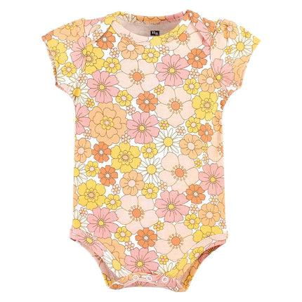 Hudson Baby Unisex Baby Cotton Bodysuits, Peace Love Flowers, Newborn, Peace Love Flowers, Newborn