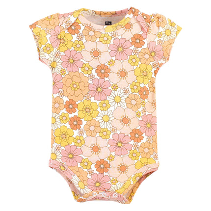Hudson Baby Unisex Baby Cotton Bodysuits, Peace Love And Flowers, 6-9 Months, Peace Love and Flowers, 6-9 Months