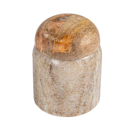 Creative Co-Op Modern Marble Wood Lid, Natural Can