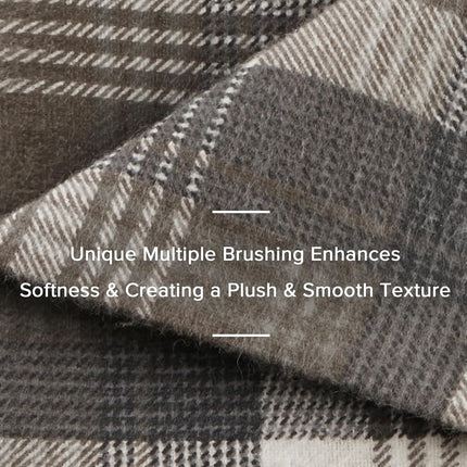 WOOLRICH Cotton Sheet Set Cottage Charms Print, 100% Cotton Flannel Sheets Warm & Fuzzy Bedding Set King Size Sheets, Fitted Pocket Fits Up to 14" Mattress, King Brown Plaid, 4 Piece