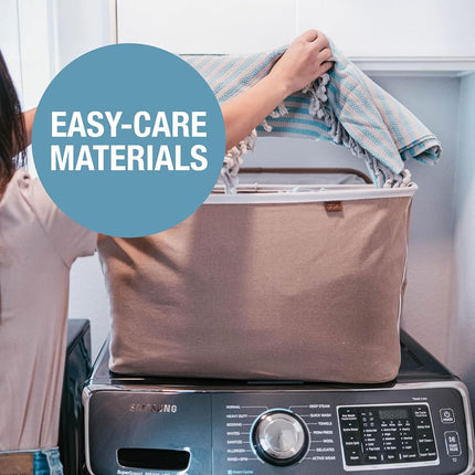 CleverMade Collapsible Fabric Laundry Basket - Premium Foldable Pop Up Storage Bin - Space Saving Hamper with Side Handles Large, Mocha, 2 Pack