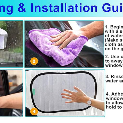 Little Chicks Static Cling Car Window Shades UPF 50+ Sun Protection - 2 Pack - Model CK103, Black