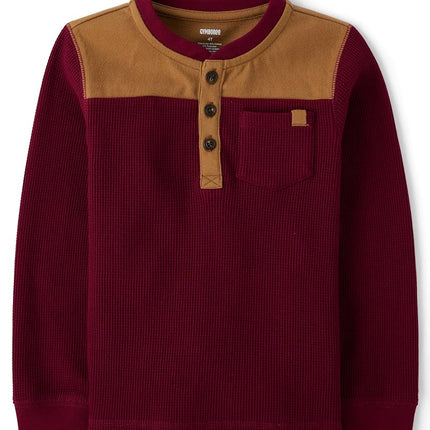 Gymboree - Henley à manches longues pour garçons et tout-petits, Rubine, 4T