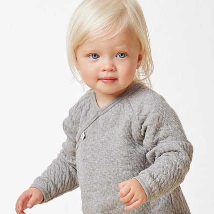 HonestBaby Baby One-Piece Jumpsuit Organic Cotton Romper Coverall Sets, Light Gray Heather, 12 Months