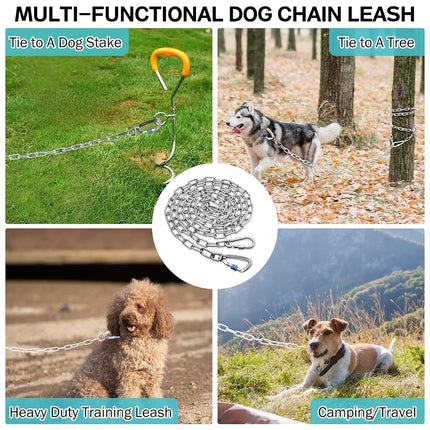 Heavy Duty 15FT Metal Dog Chain Leash With Swivel Hook,Chew Proof for Yard, Camping & Outdoor Runner,Cheap & Strong Dog Tie Out Cable