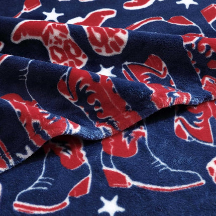 Wrangler - Throw Blanket, Soft Plush Fleece Bedding, Yellowstone Inspired, Western Decor for Bed or Couch (Knocking Boots Blue, 50" x 70")