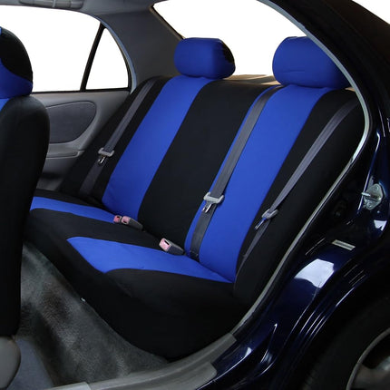 FH GROUP FH-FB050115 + F14407 Full Set Flat Cloth Car Seat Covers with Premium Carpet Floor Mats, Blue / Black- Fit Most Car, Truck, Suv, or Van