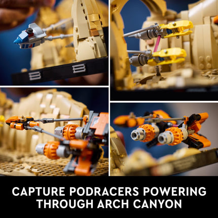 LEGO Star Wars : Diorama de la course de pods de Mos Espa de La Menace fantôme, modèle à construire et exposer pour adultes, cadeau de fan de Star Wars avec le Podracer d'Anakin Skywalker, décoration de collection du 4 mai, 75380