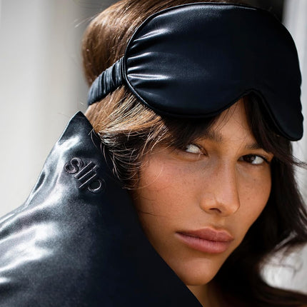 Slip Silk Contour Sleep Mask, Black - Lash-Friendly Design, Blocks Light