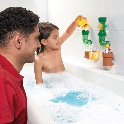 My Mario Bath Pipes Playset, Toddler Bath Toy with Water Pipes and Pouring System, Interactive Water Circuit Game with Mario Theme, Baby Bath Toys for Building and Learning, Age 2 Plus