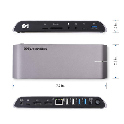 Cable Matters 10Gbps USB C Dock (USB C Docking Station) with Dual 4K HDMI and 80W Charging for Windows - USB-C & Thunderbolt 3 Port Compatible - Supports One External Display with MacBook Pro