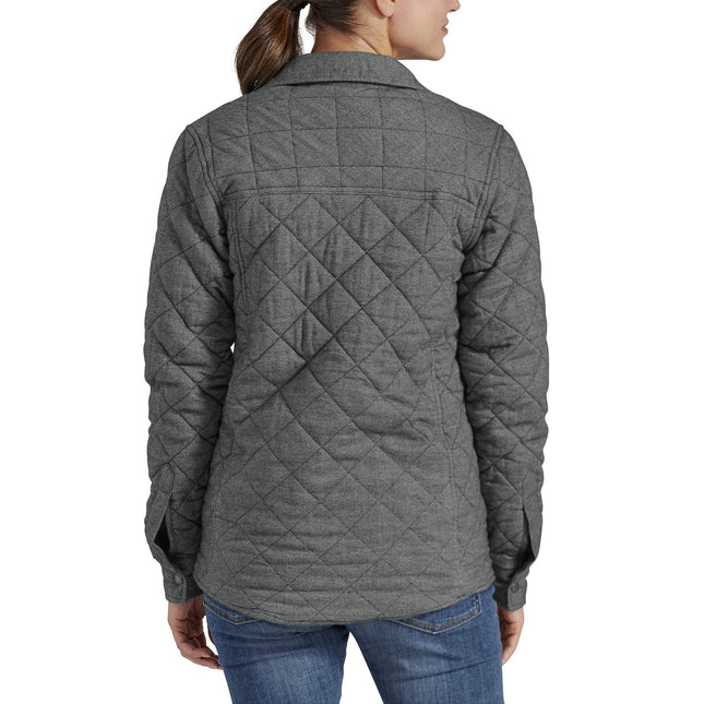 Chaqueta camisa de franela acolchada Dickies para mujer, diseño de espiga bicolor gris, pequeña