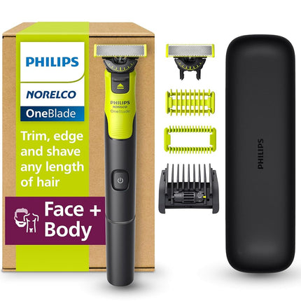 Philips Norelco OneBlade 360 with Connectivity Hybrid Face + Body, Electric Beard Trimmer, Shaver and Body Groomer with 360 Blade Tech, 1x360 Blade, 5-in-1 Comb, Body Kit, Travel Case, Model QP4631/90