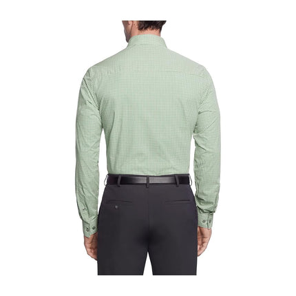 Kenneth Cole Men's Dress Shirt Slim Fit Checks and Stripes (Patterned), Ash Green, 14"-14.5" Neck 32"-33" Sleeve