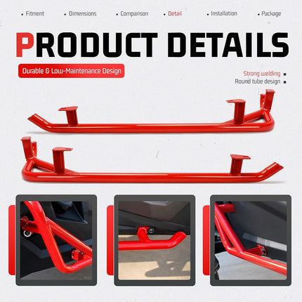 ALMULOO Barras Nerf Rock Sliders Par Compatible con Polaris RZR XP 1000 Turbo S 2014-2023, RZR 900/900 XC/S 900/S 1000 Puertas Laterales Izquierda Derecha - 2 Asientos Rojo
