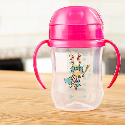 Dr. Brown's Milestones Soft Spout Sippy Cup with Handles, Pink Bunny Hero, BPA-Free, 9 oz/270 mL, 9m+