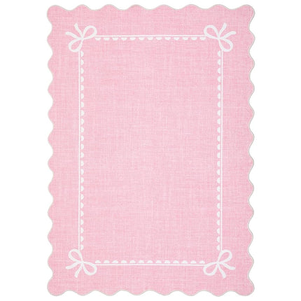 GarveeHome Scalloped Bow Rug 3x5 Washable Pink Rugs for Bedroom Living Room
