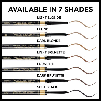 L'Oréal Paris Makeup Brow Stylist Definer Waterproof Eyebrow Pencil, Ultra-Fine Mechanical Pencil, Draws Tiny Brow Hairs & Fills in Sparse Areas & Gaps, Light Brunette, 2 Count