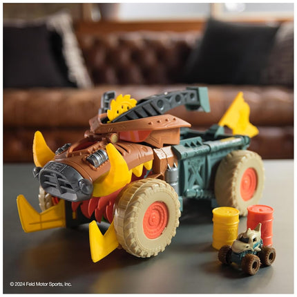 Monster Jam Mini Jam, Megalodon Mad Hog Chomper and Monster Truck, Fun Cleanup and Storage, Kids’ Toy Gifts for Boys and Girls Aged 3 and Up