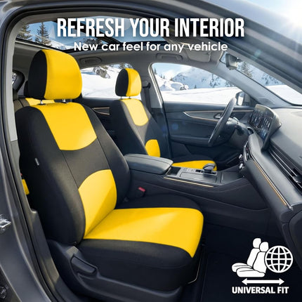 FH GROUP Car Seat Covers, Full Set, Yellow