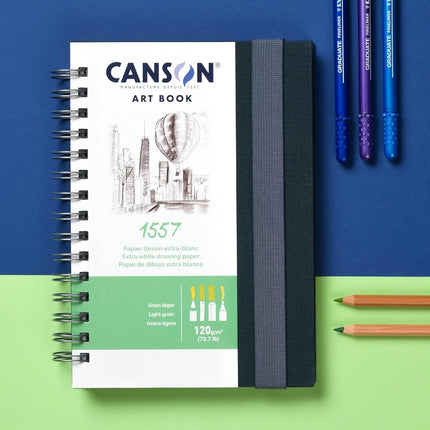 CANSON 1557 Art Book 120gsm A5 Portrait Notebook 50 White Sheets