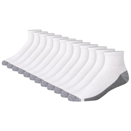 Hanes Men's Max Cushioned Ankle Socks, Multipacks, White - 12 Pack, 4.5-12 UK