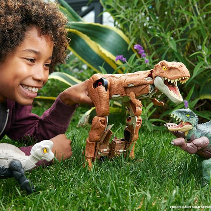 Jurassic World Transforming Dinosaur Toy, Giganotosaurus to Nasutoceratops, Massive Stretch Fierce Changers 16-Step 2 in 1 Figure